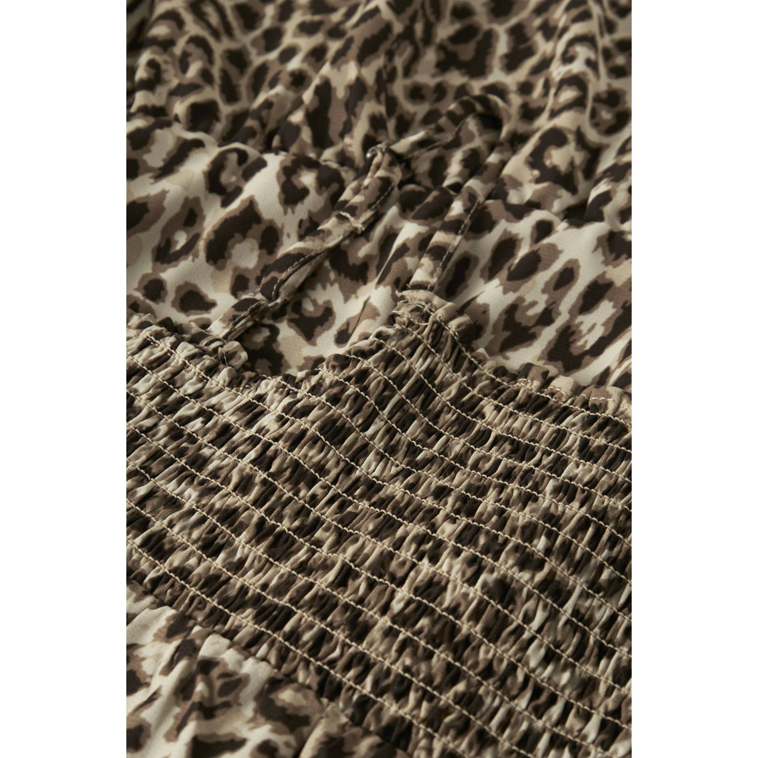 NAME IT KIDS maxi jurk met panterprint bruin