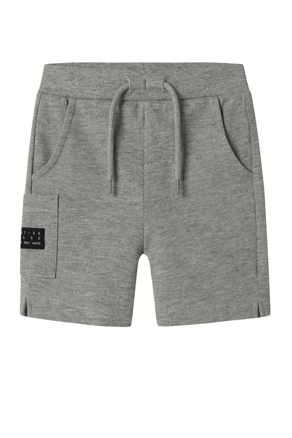 Grijze jongens NAME IT MINI sweatshort melange van katoen met regular fit en elastische tailleband met koord