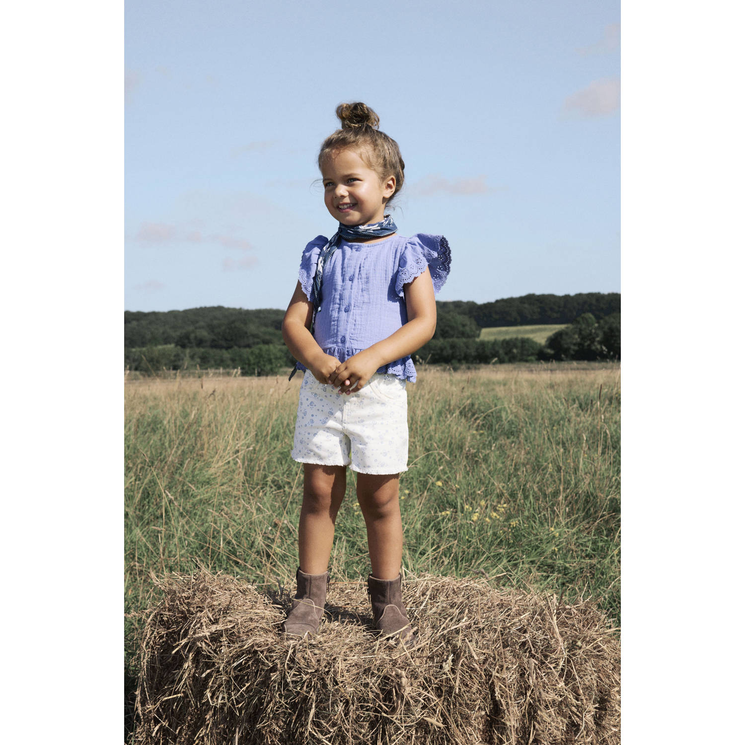 NAME IT MINI blouse blauw broderie