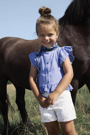 blouse blauw broderie