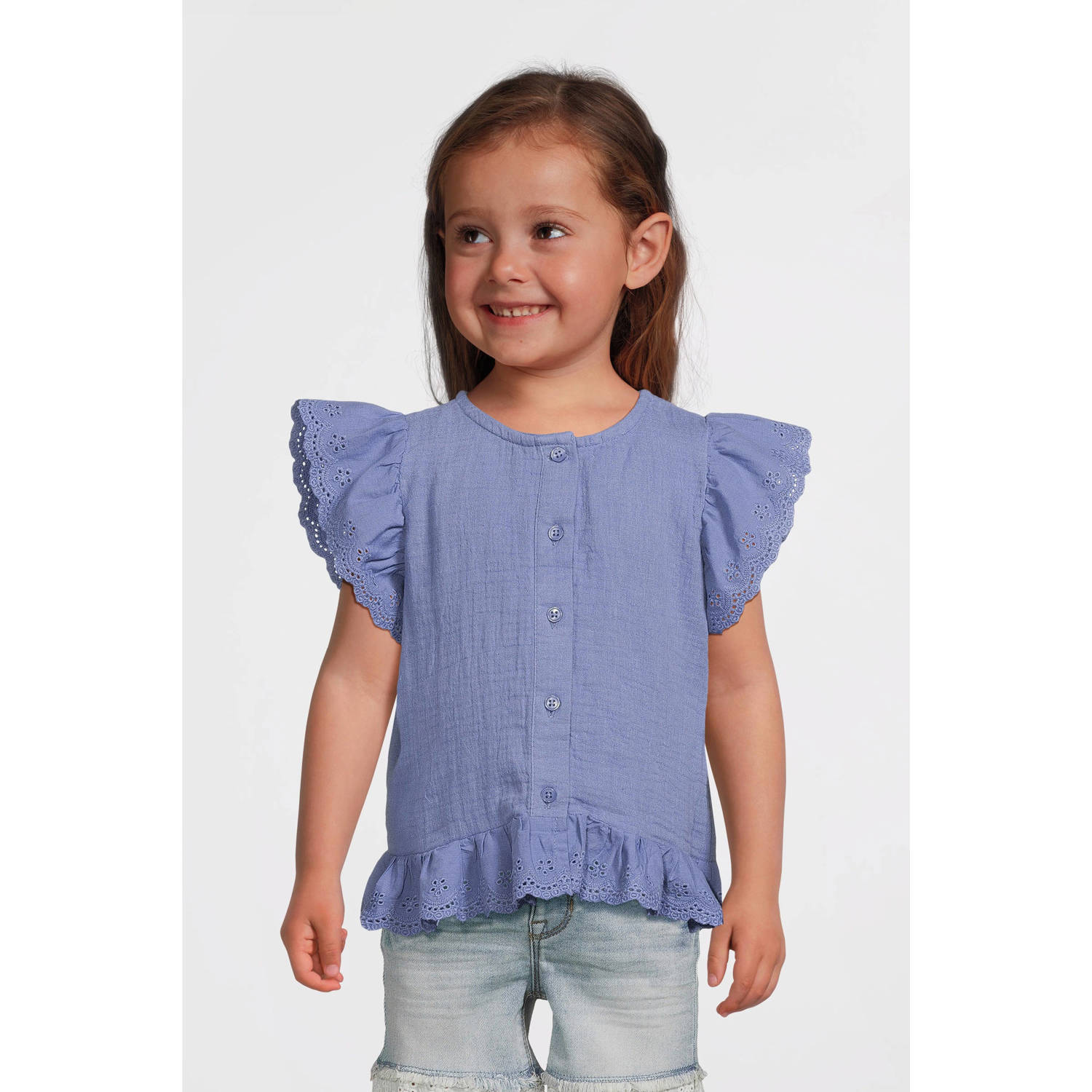 NAME IT MINI blouse blauw broderie
