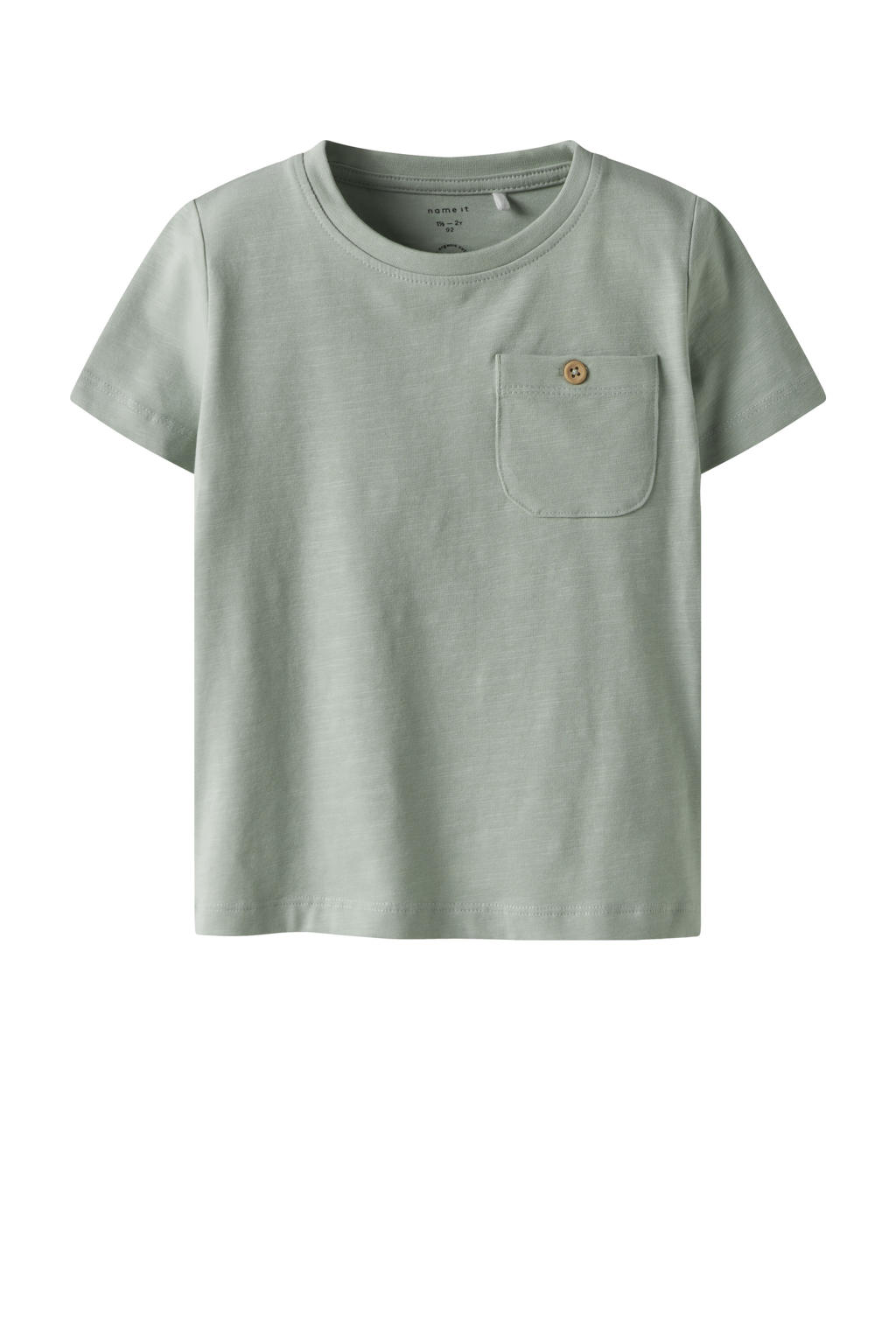 Grijze jongens NAME IT MINI T-shirt van katoen met effen, korte mouwen en ronde hals