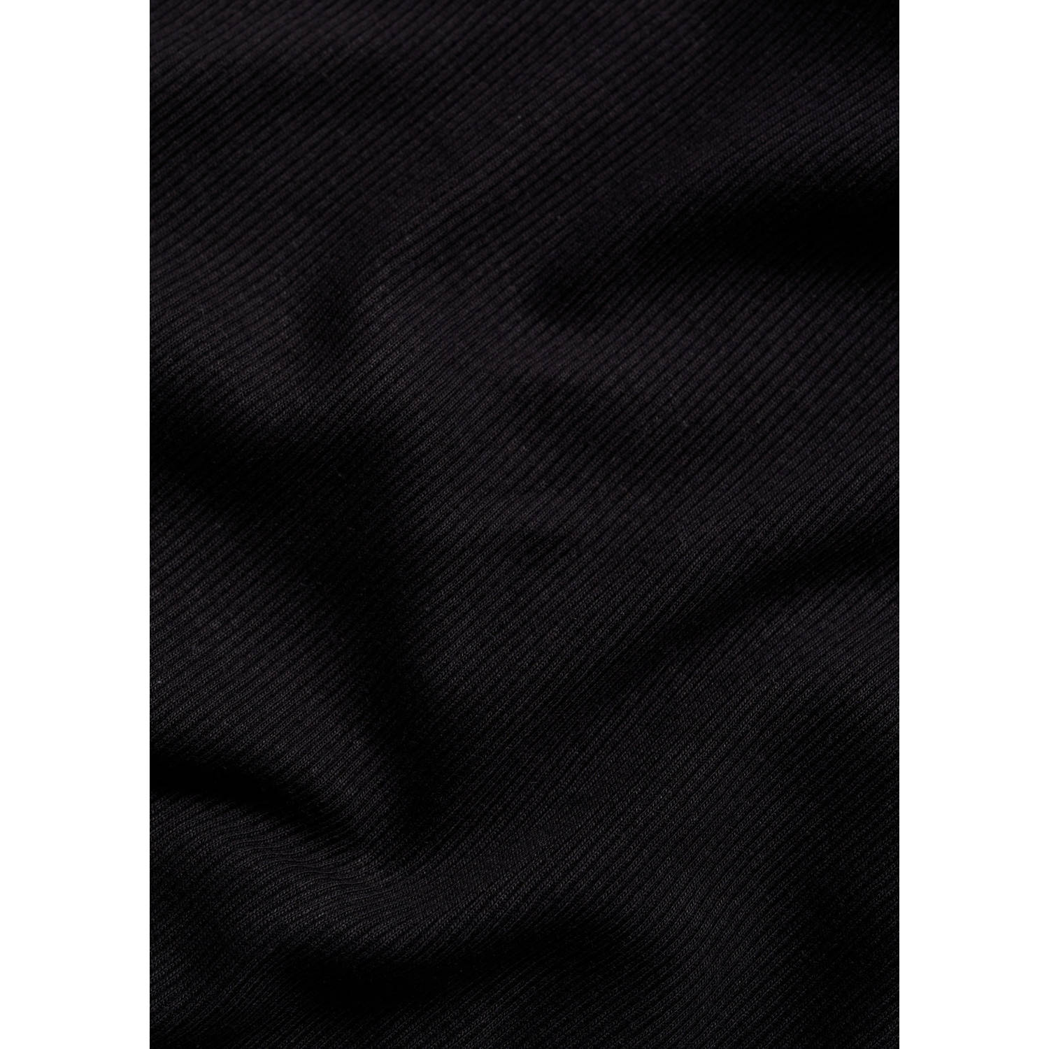 Mango Man T-shirt rib gebreid zwart