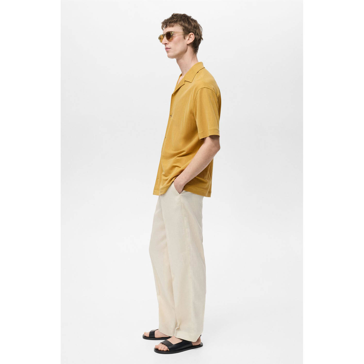 Mango Man casual overhemd geel