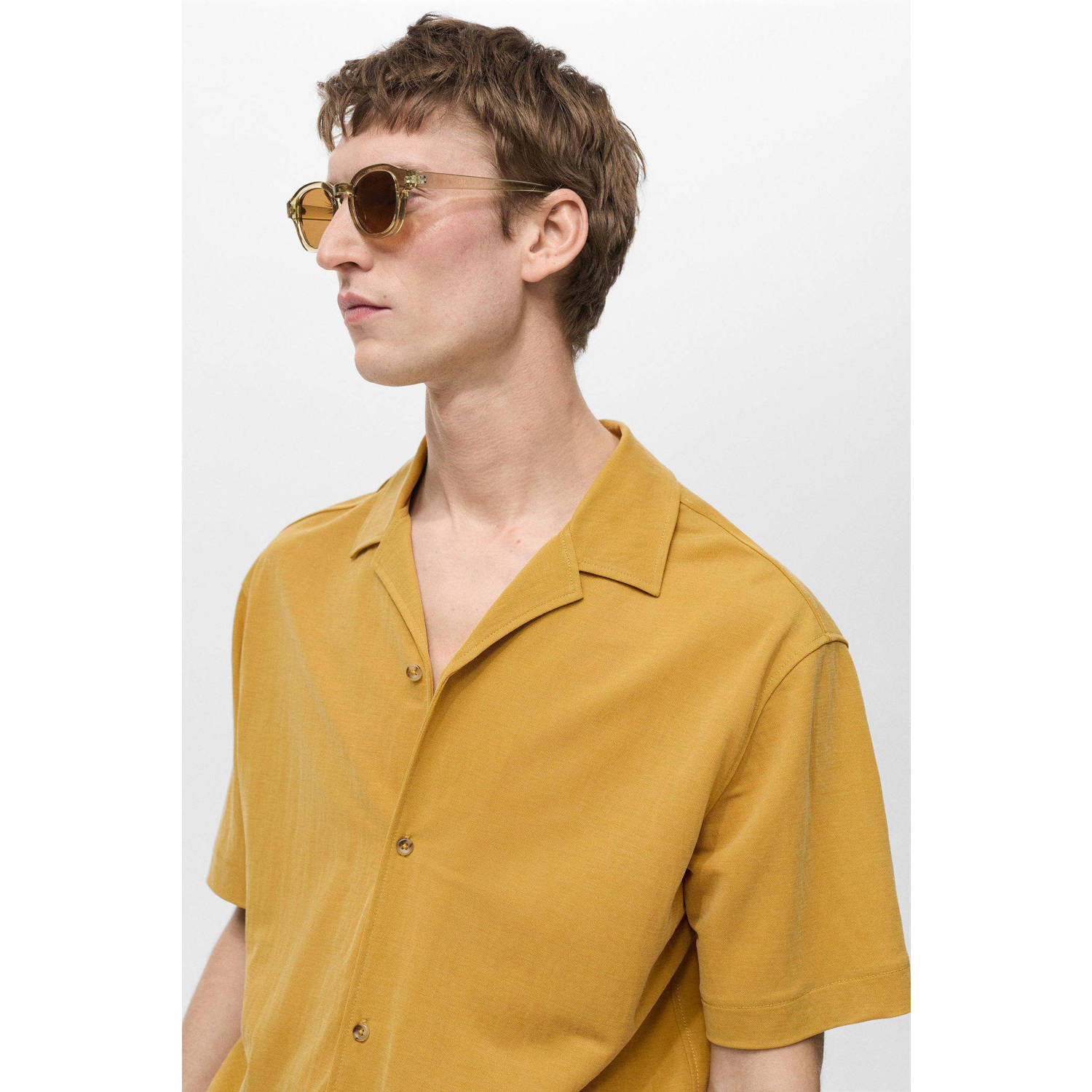Mango Man casual overhemd geel