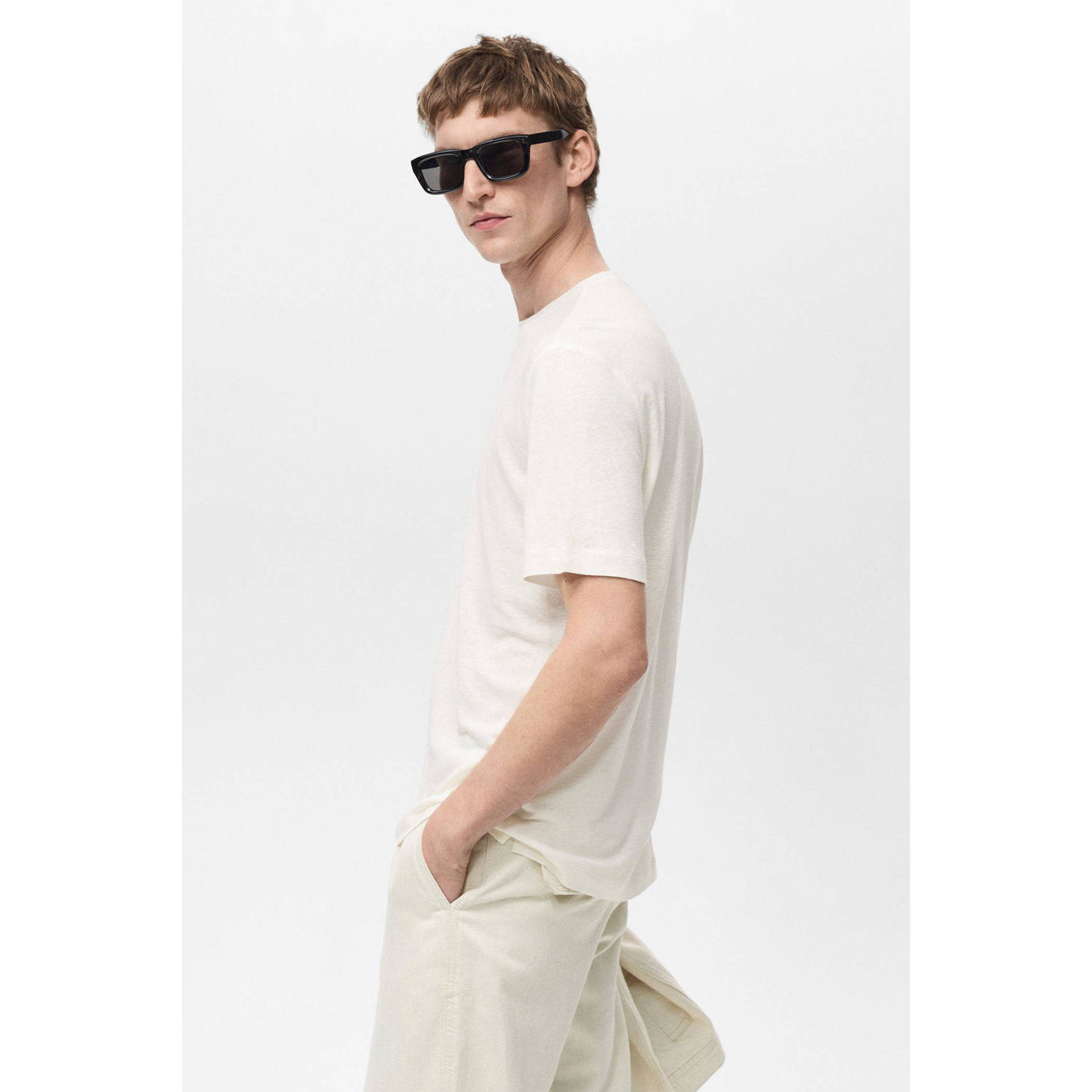 Mango Man slim fit T-shirt wit