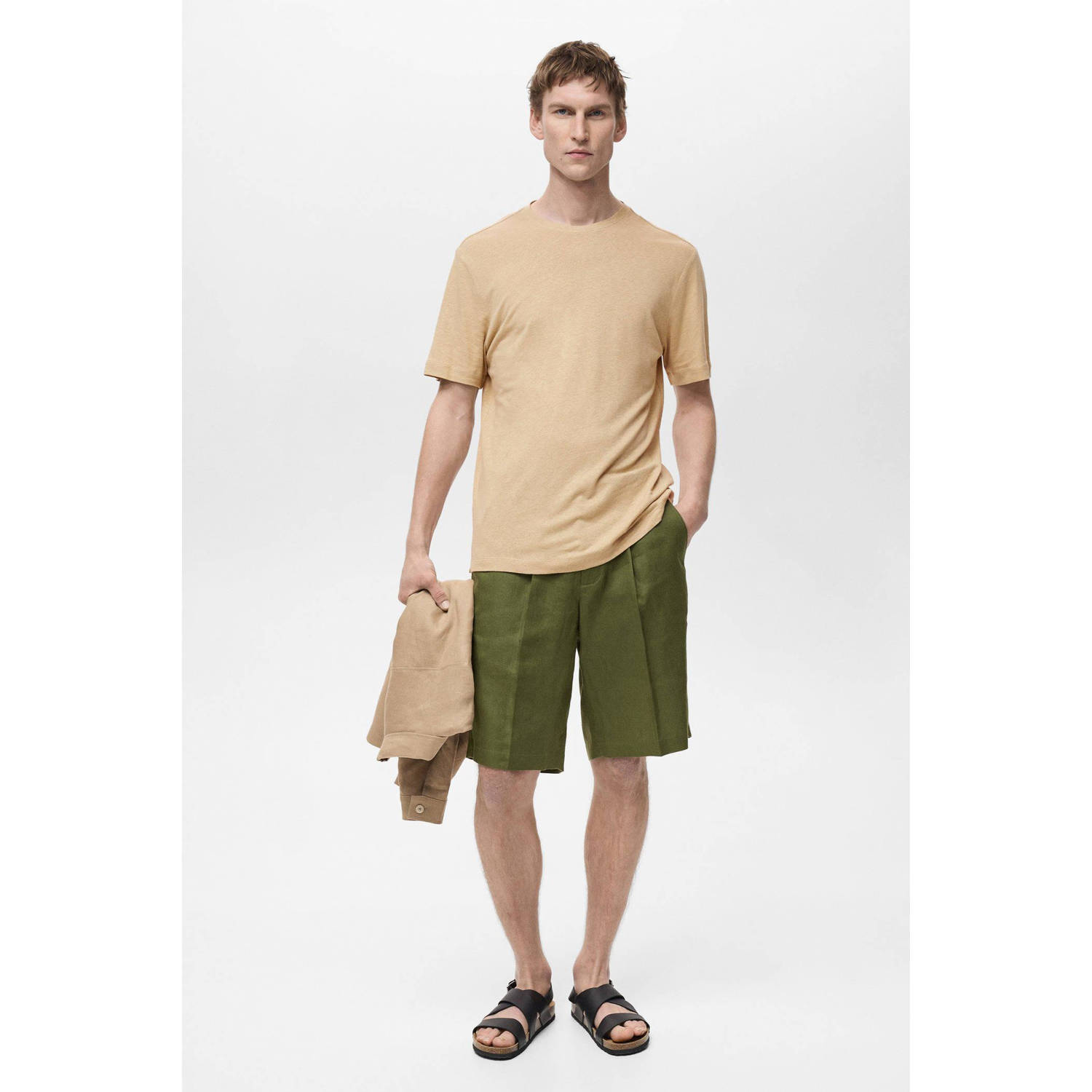 Mango Man slim fit T-shirt beige