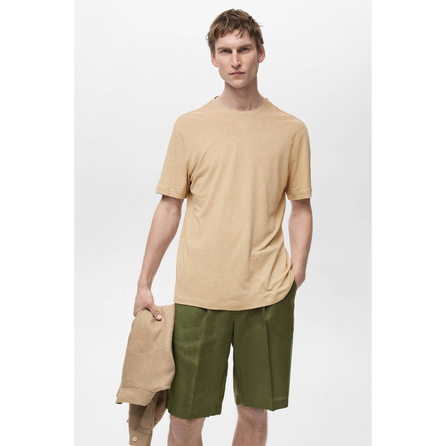 Mango Man slim fit T-shirt beige