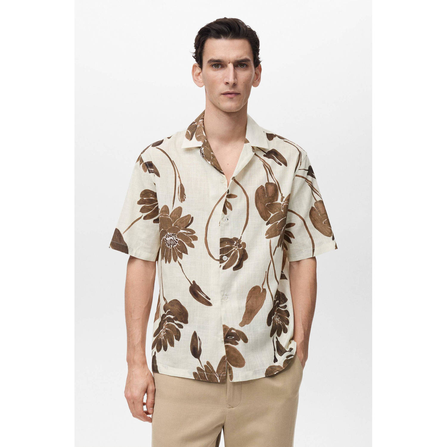 Mango Man casual overhemd ecru