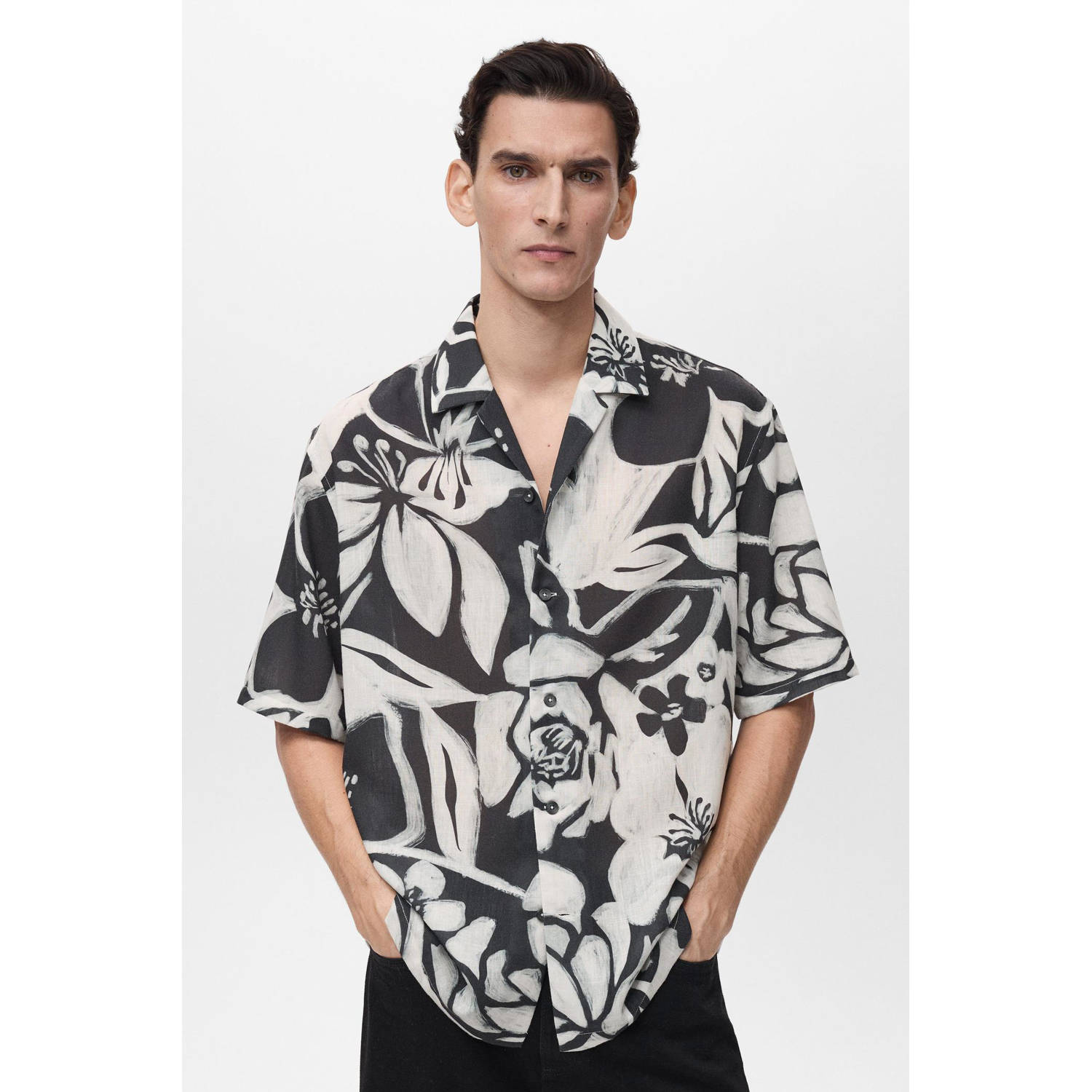Mango Man casual overhemd zwart