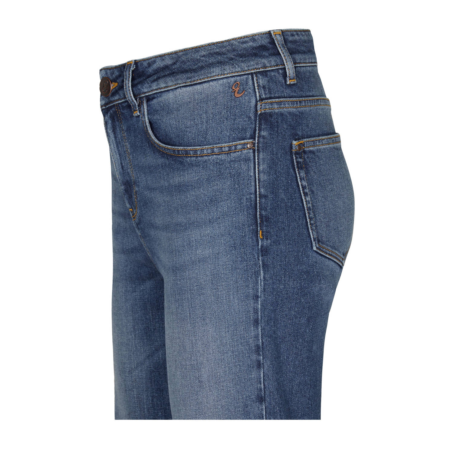 Miss Etam Plus high waist wide leg jeans medium blue denim
