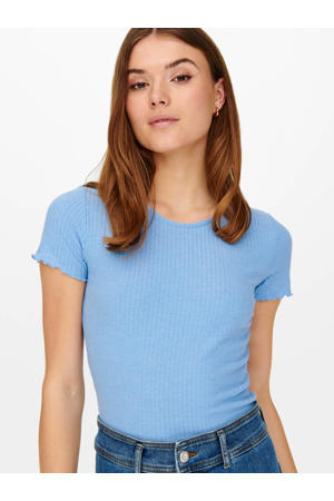 cropped top rib gebreid