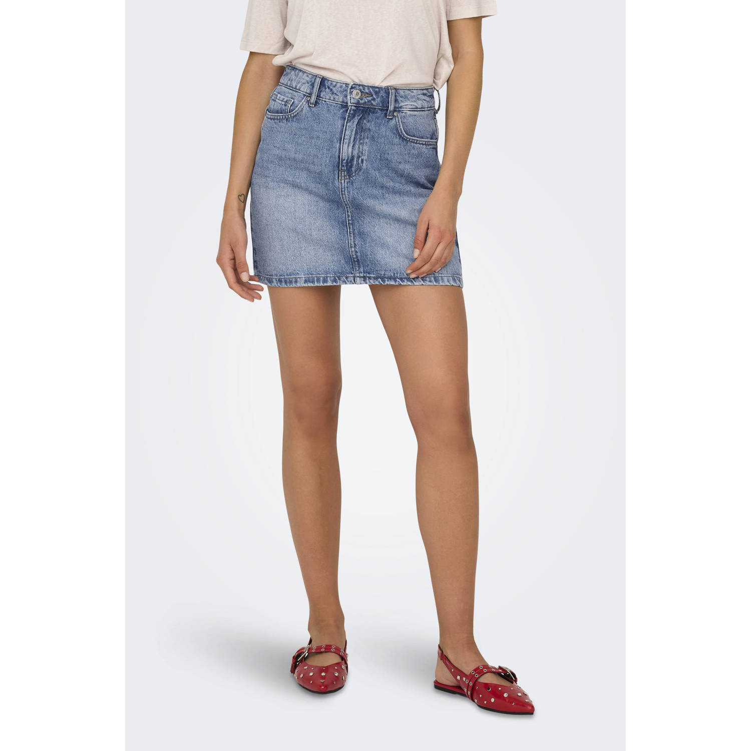 ONLY denim spijkerrok light blue denim