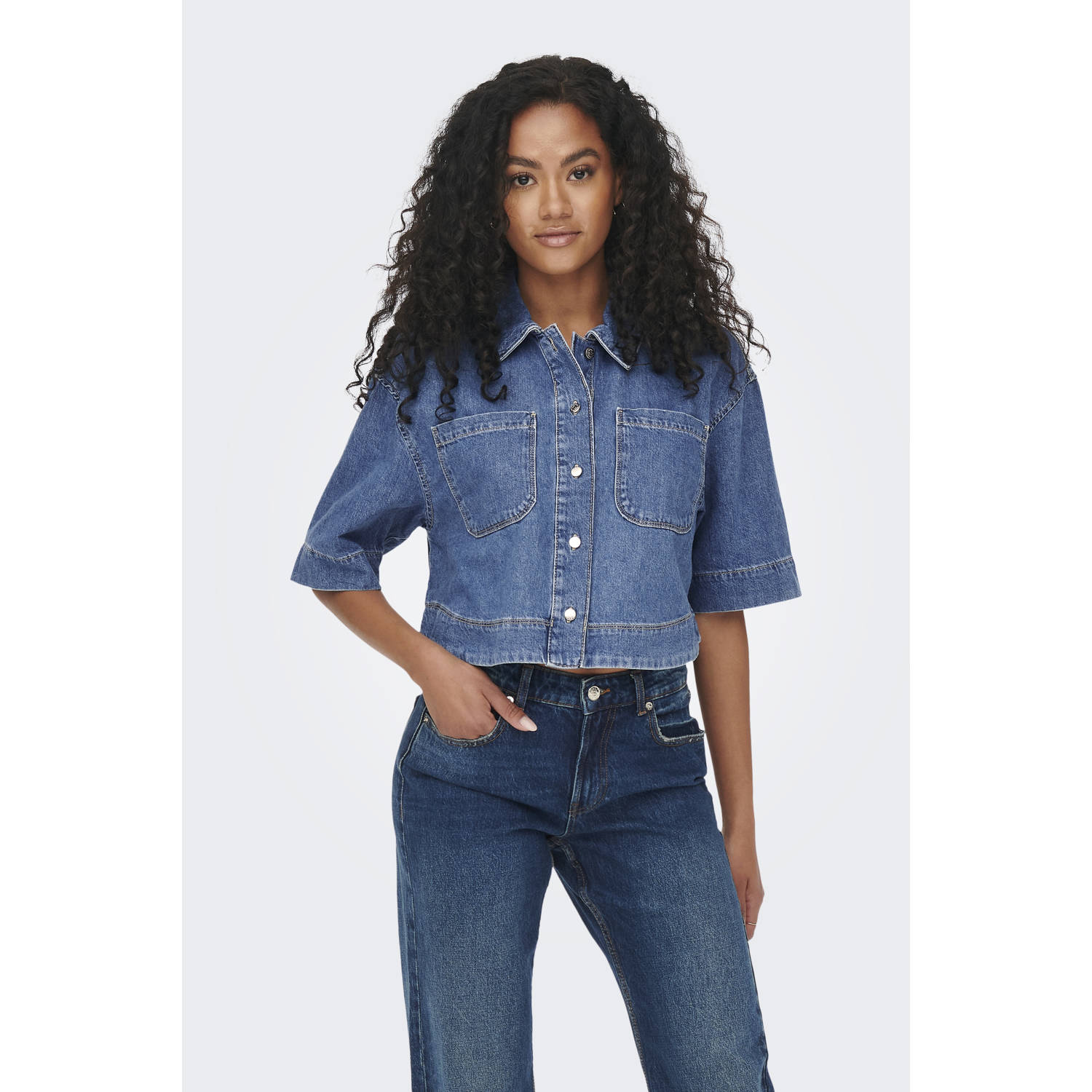 ONLY denim blouse medium blue denim