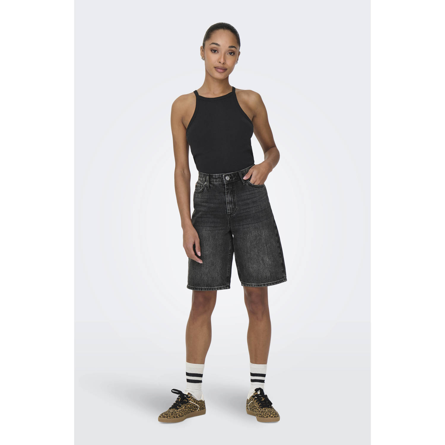 ONLY wide leg high waist denim short