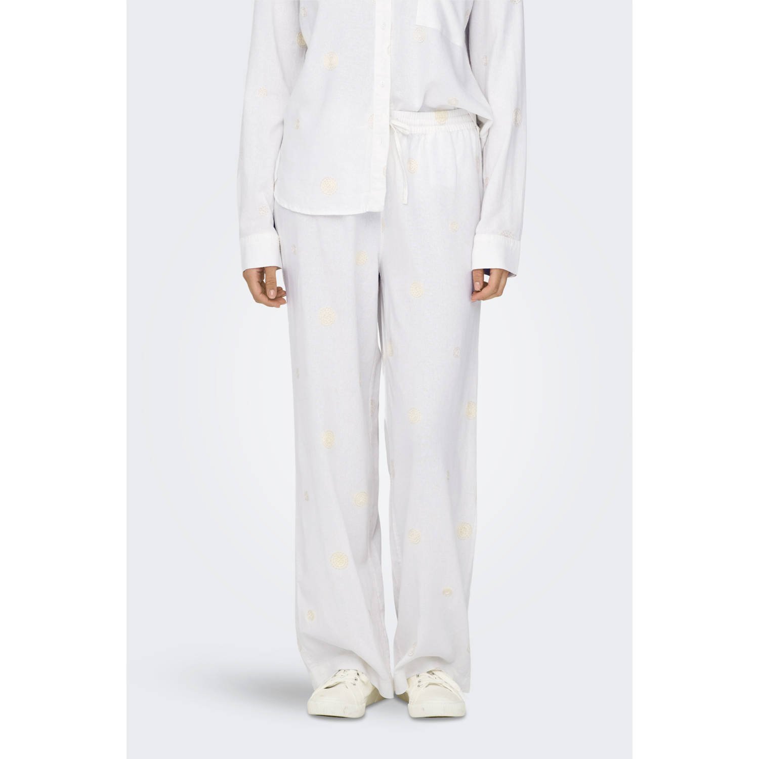 ONLY wide leg regular waist casual broek wit