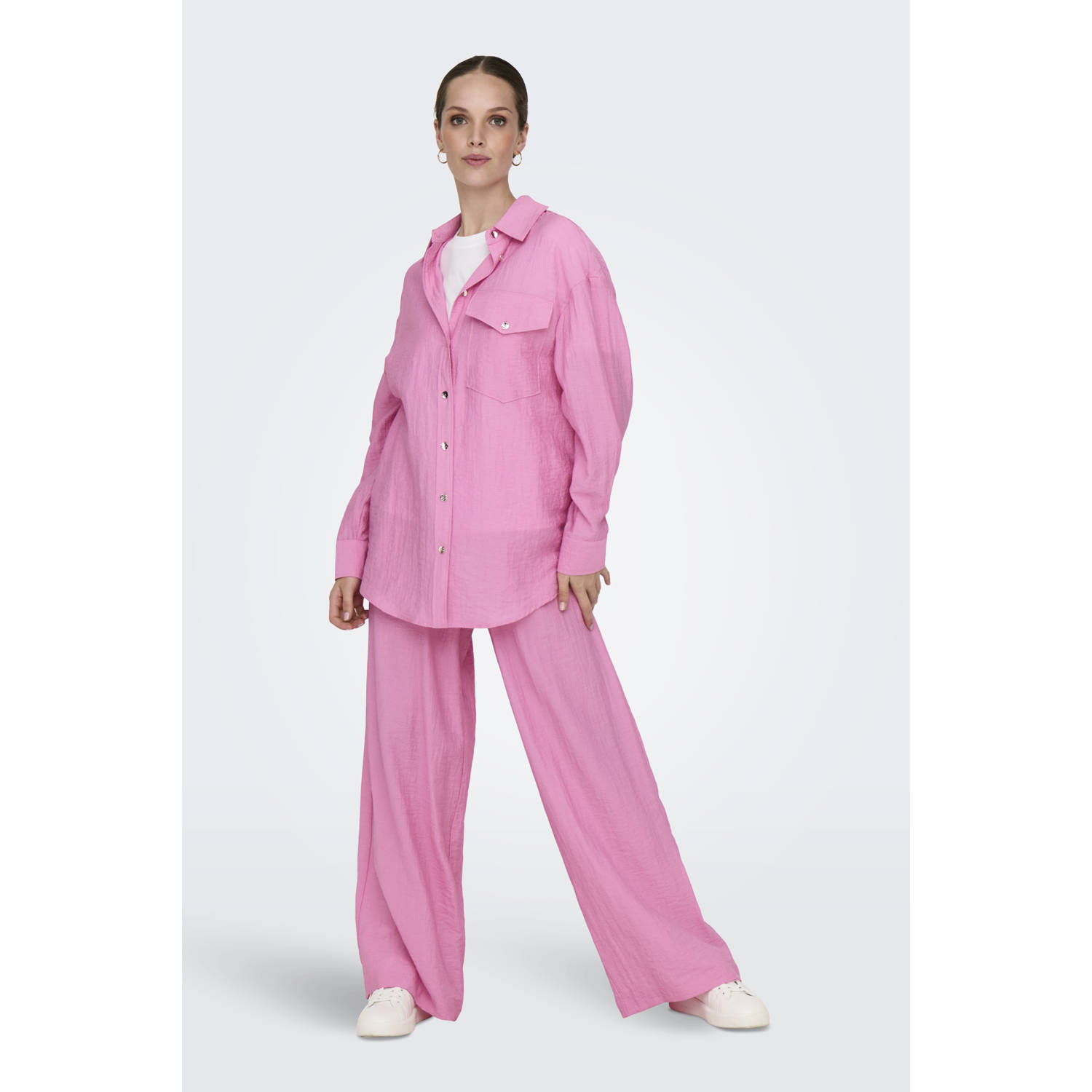 ONLY high waist casual broek roze