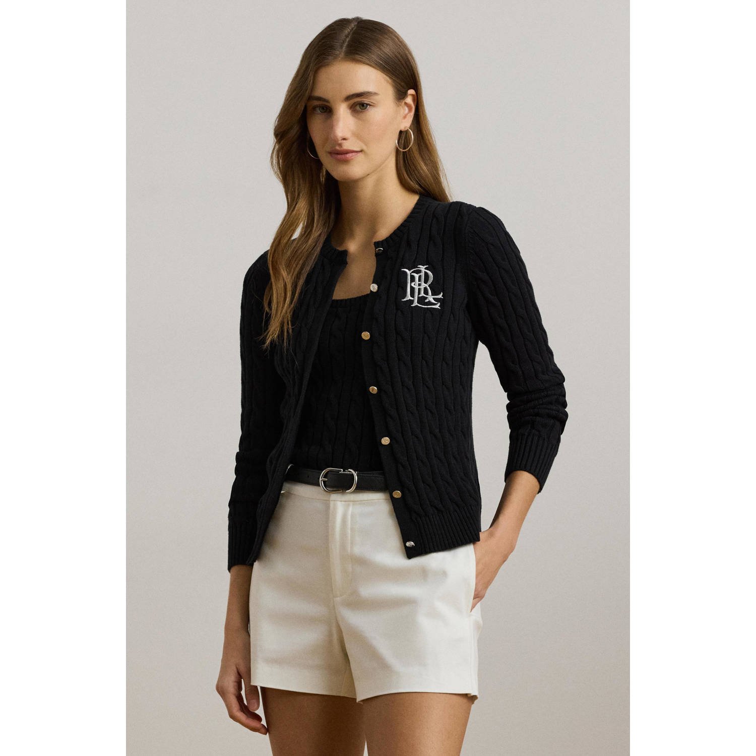 Lauren Ralph Lauren gebreid vest zwart met kabels