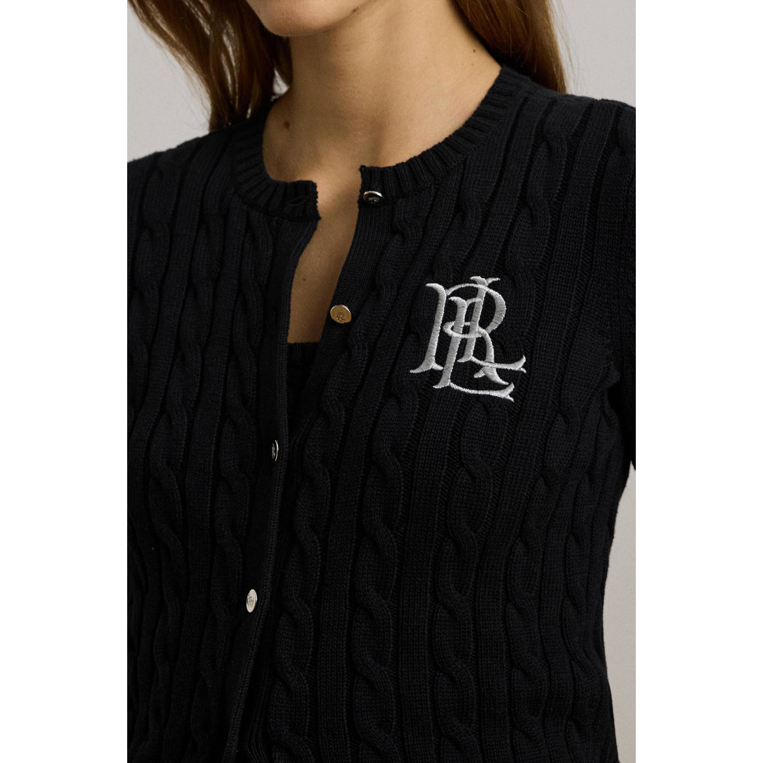 Lauren Ralph Lauren gebreid vest zwart met kabels