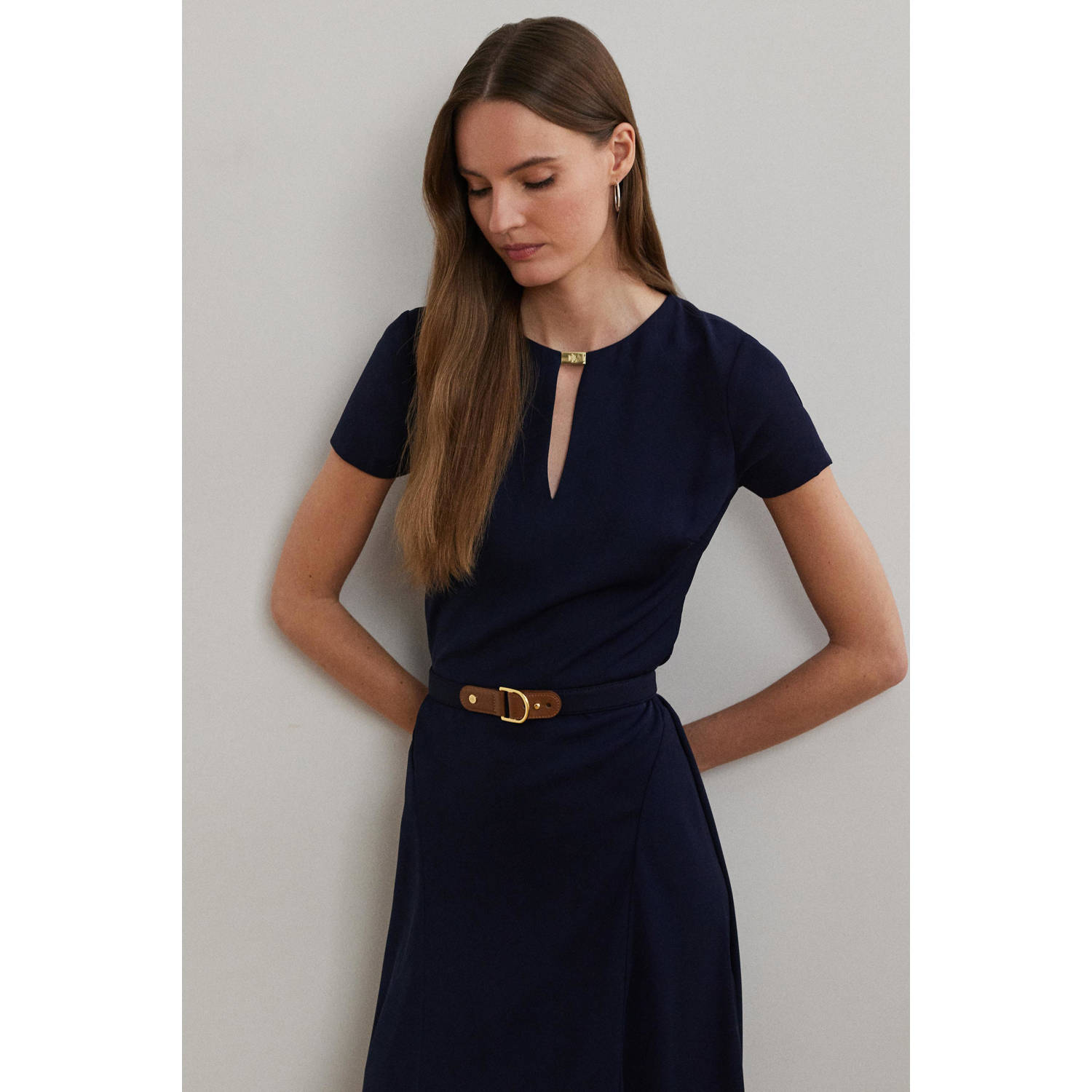 Lauren Ralph Lauren midi jurk donkerblauw