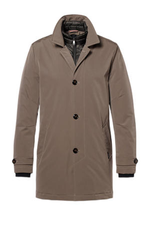 IQYU Heren trenchcoat lang, winterjas heren warm winddicht, gewatteerde