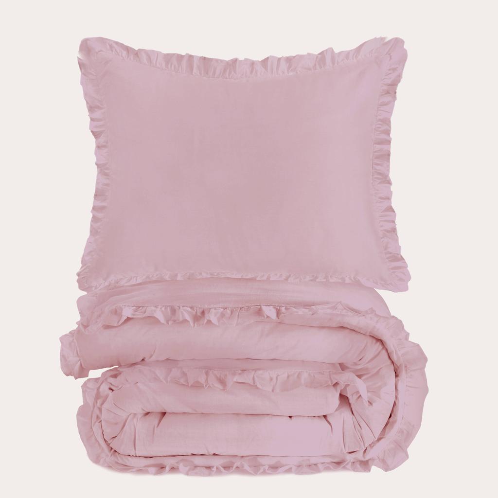 NOUS Living katoenen ruffle dekbedovertrek 1-persoons (140x200 cm)