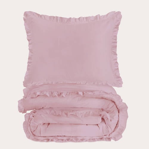 NOUS Living katoenen ruffle dekbedovertrek 1-persoons (140x200 cm) afbeelding
