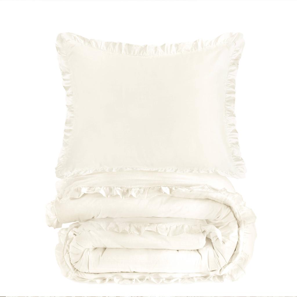NOUS Living katoenen ruffle dekbedovertrek 1-persoons (140x200 cm)