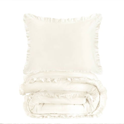 NOUS Living katoenen ruffle dekbedovertrek 1-persoons (140x200 cm) afbeelding