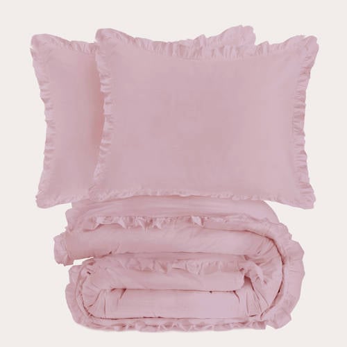 NOUS Living katoenen ruffle dekbedovertrek 2-persoons (200x200 cm) afbeelding