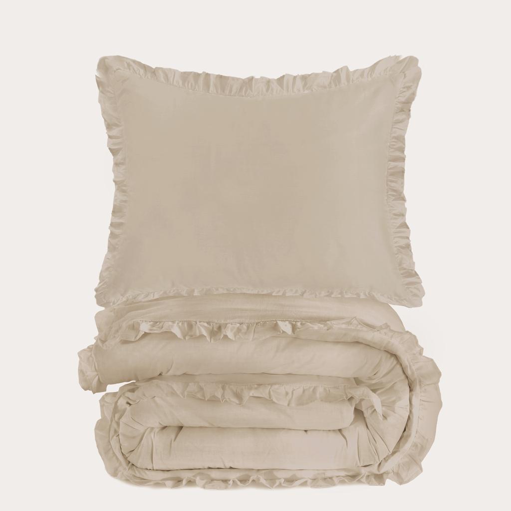 NOUS Living katoenen ruffle dekbedovertrek 1-persoons (140x200 cm)