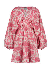 thumbnail: Roze dames Raizzed korte jurk van polyester met bloemenprint, lange mouwen en V-hals