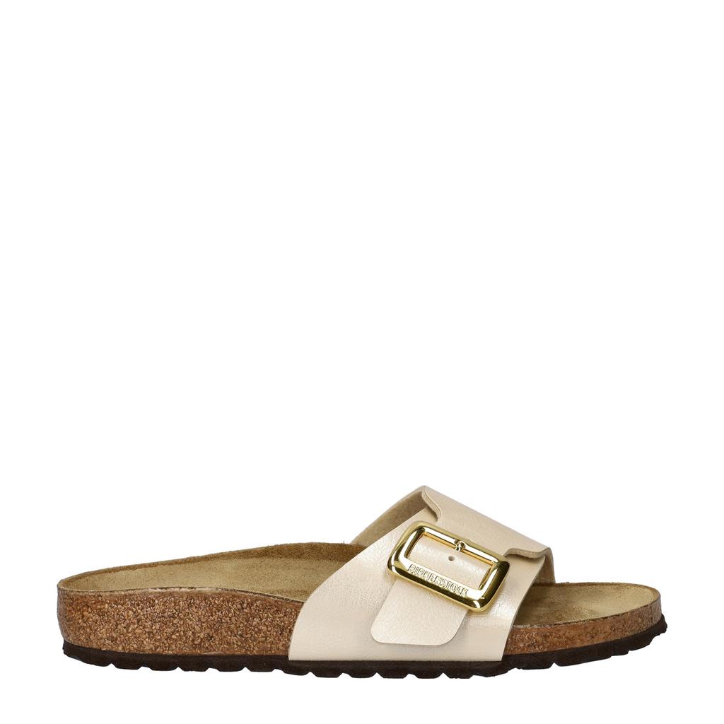Ecru dames Birkenstock Catalina Buckle slippers met gesp en effen