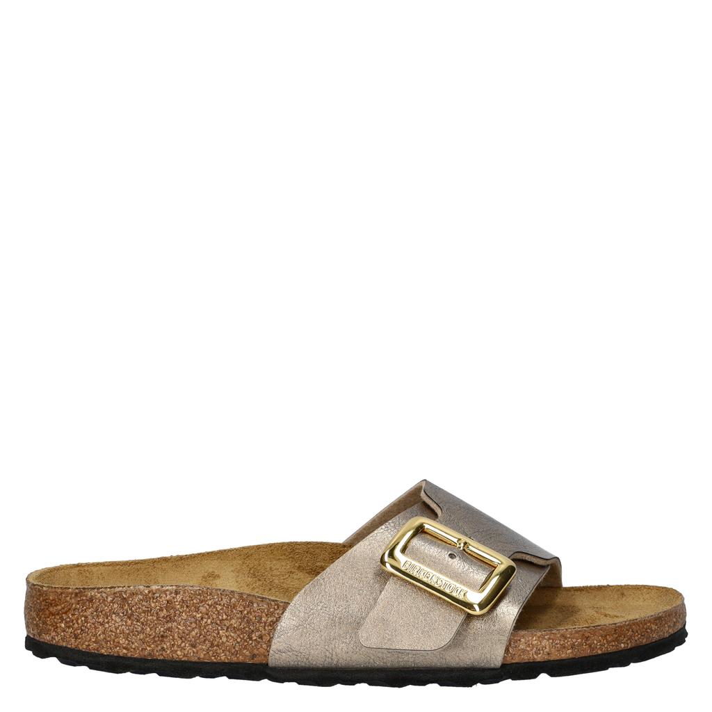 Taupe dames Birkenstock Catalina Buckle slippers met gesp