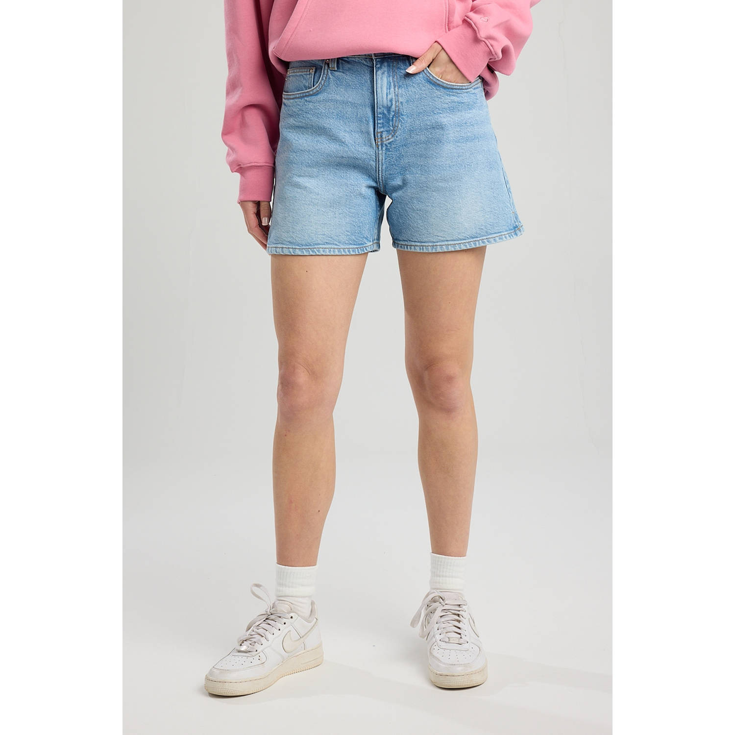 America Today denim regular high waist denim short light blue denim
