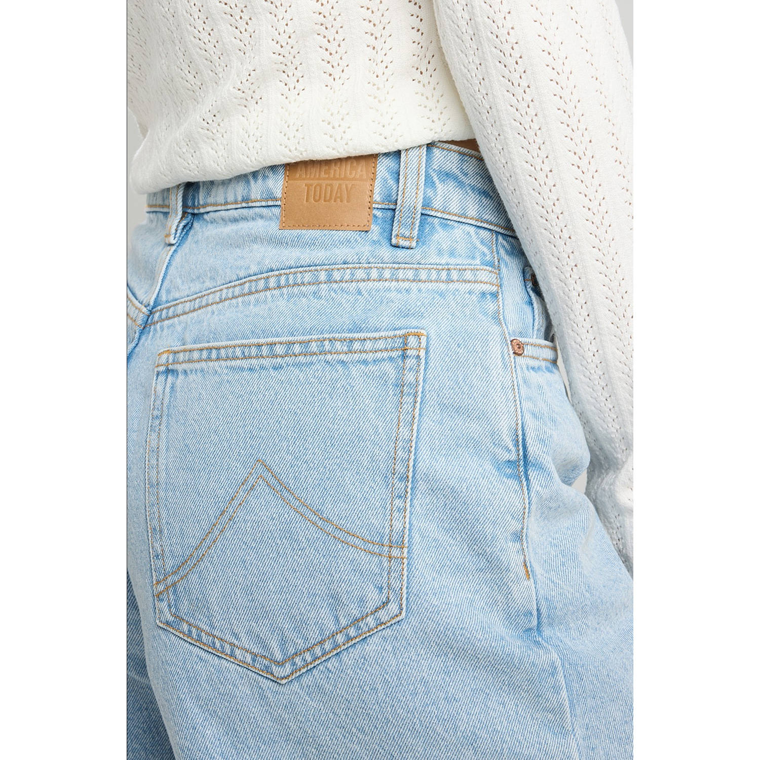 America Today straight regular waist denim short light blue denim