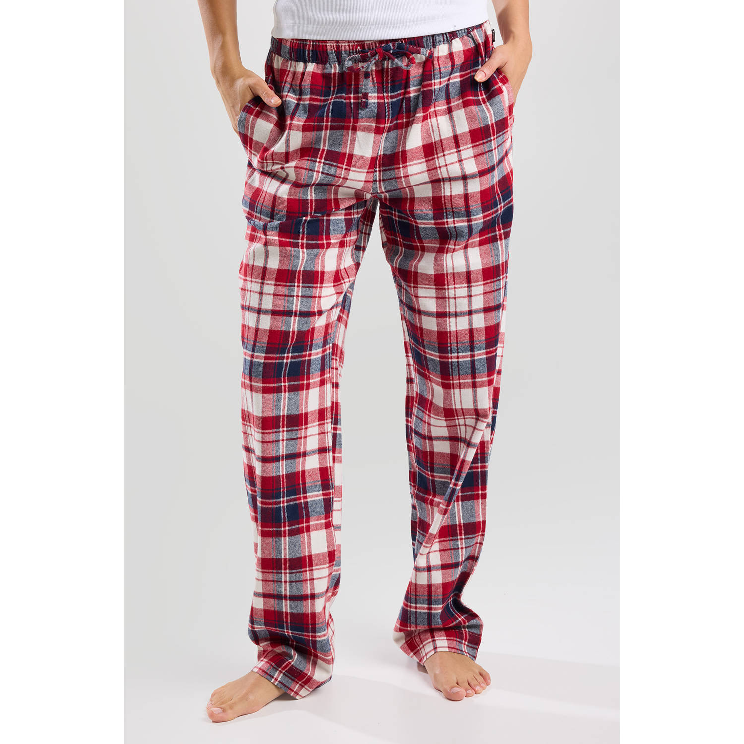 America Today flanellen pyjamabroek Labello rood blauw wit