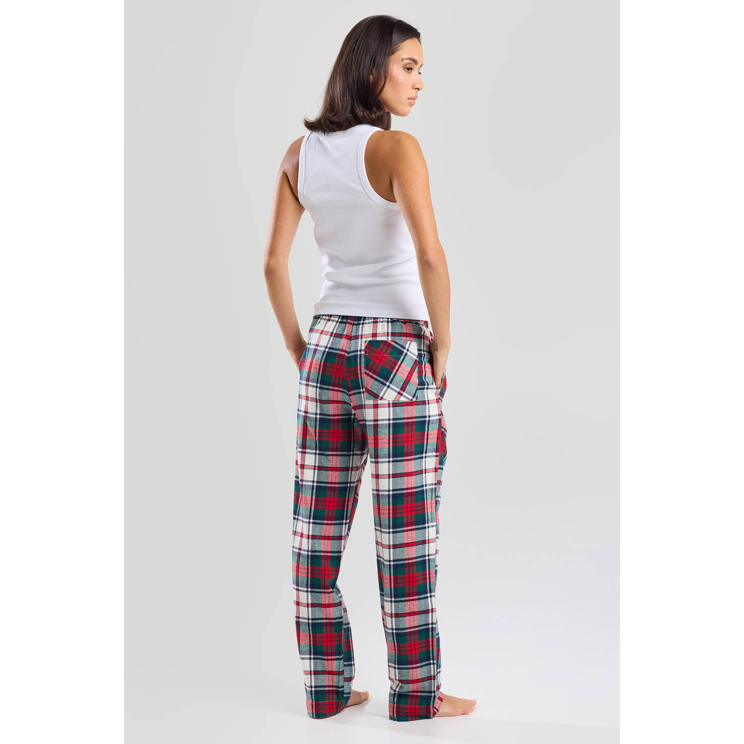 America Today flanellen pyjamabroek Labello rood groen wit