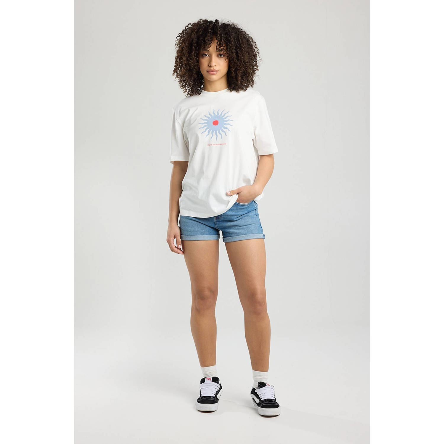 America Today denim aansluitend high waist denim short blauw