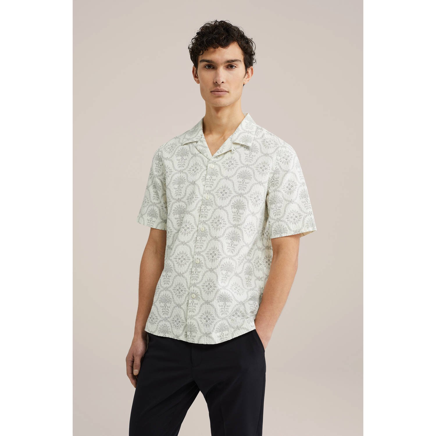 WE Fashion casual overhemd met textuur ecru