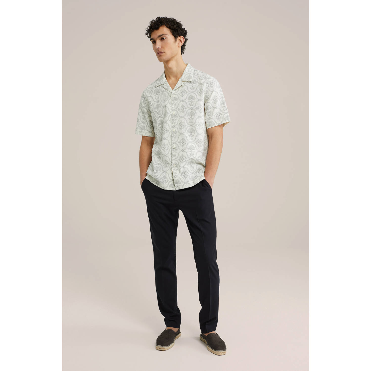 WE Fashion casual overhemd met textuur ecru