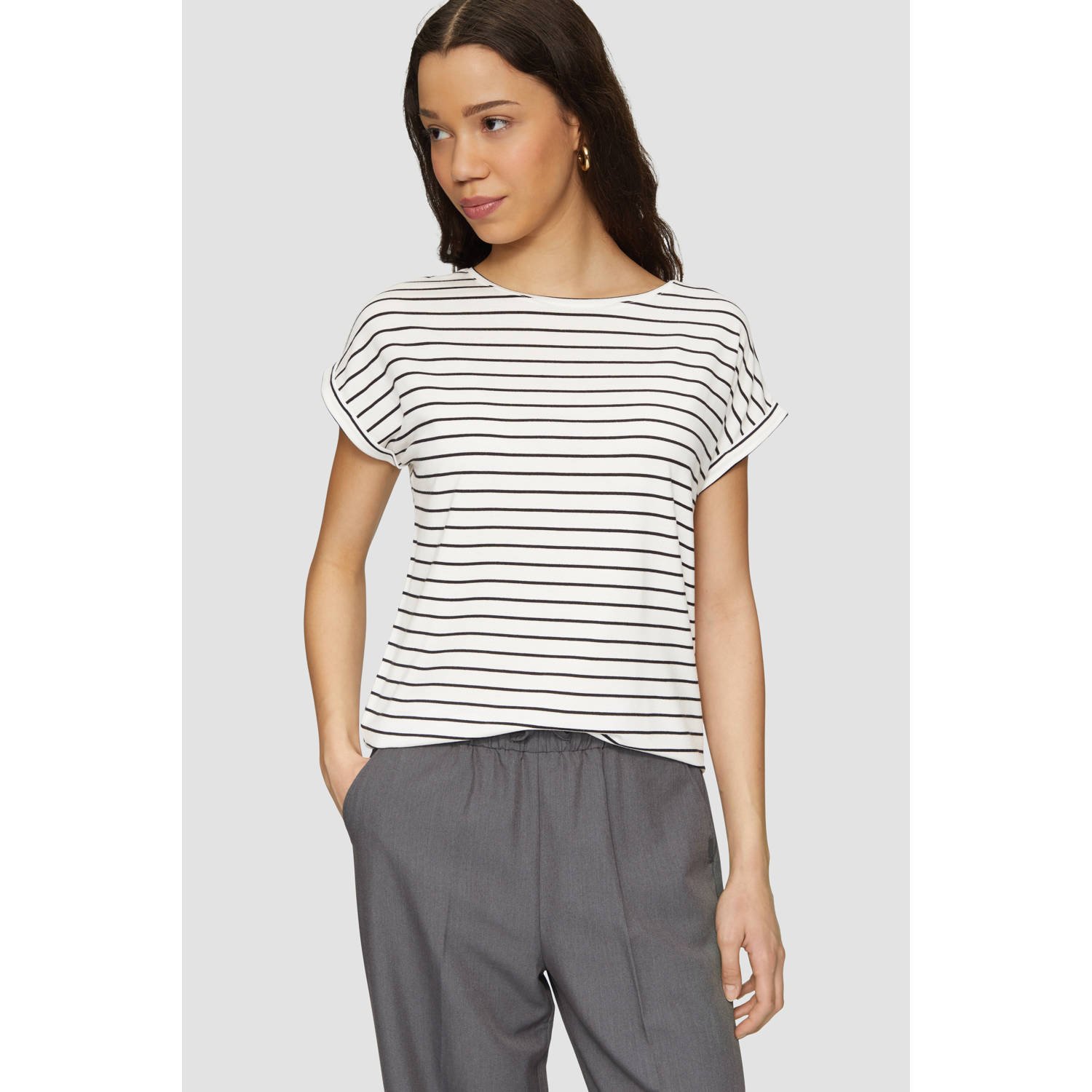 Q S designed by Shirt met korte mouwen met mouwomslagen