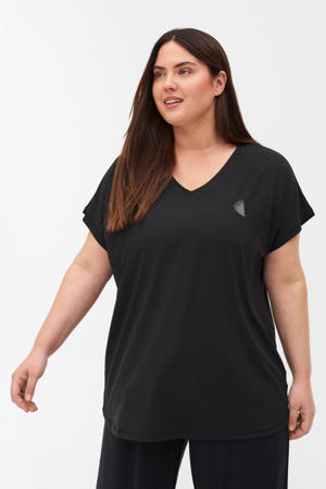 Plus Size sportshirt zwart