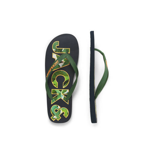 JACK & JONES Jfwlogo Palm Print Flip Flop teenslippers groen afbeelding