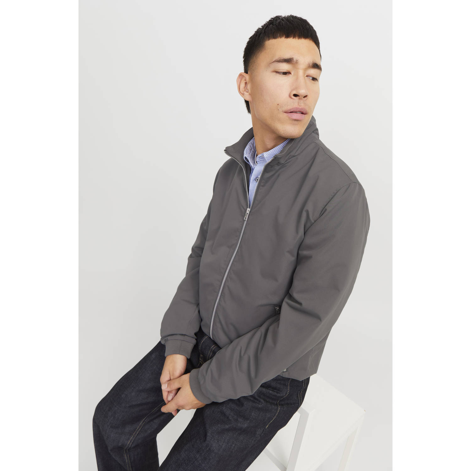 JACK & JONES ESSENTIALS bomberjack JJERUSH grijs