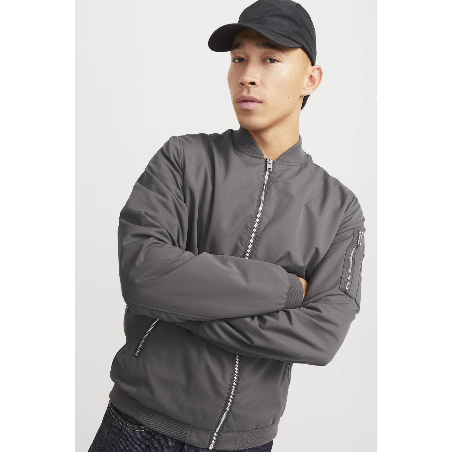JACK & JONES ESSENTIALS bomberjack grijs