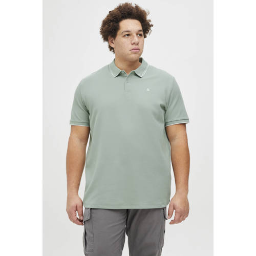 JACK & JONES PLUS SIZE regular polo met ingebreid patroon lichtgroen afbeelding