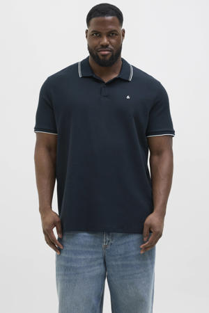 regular polo met ingebreid patroon donkerblauw