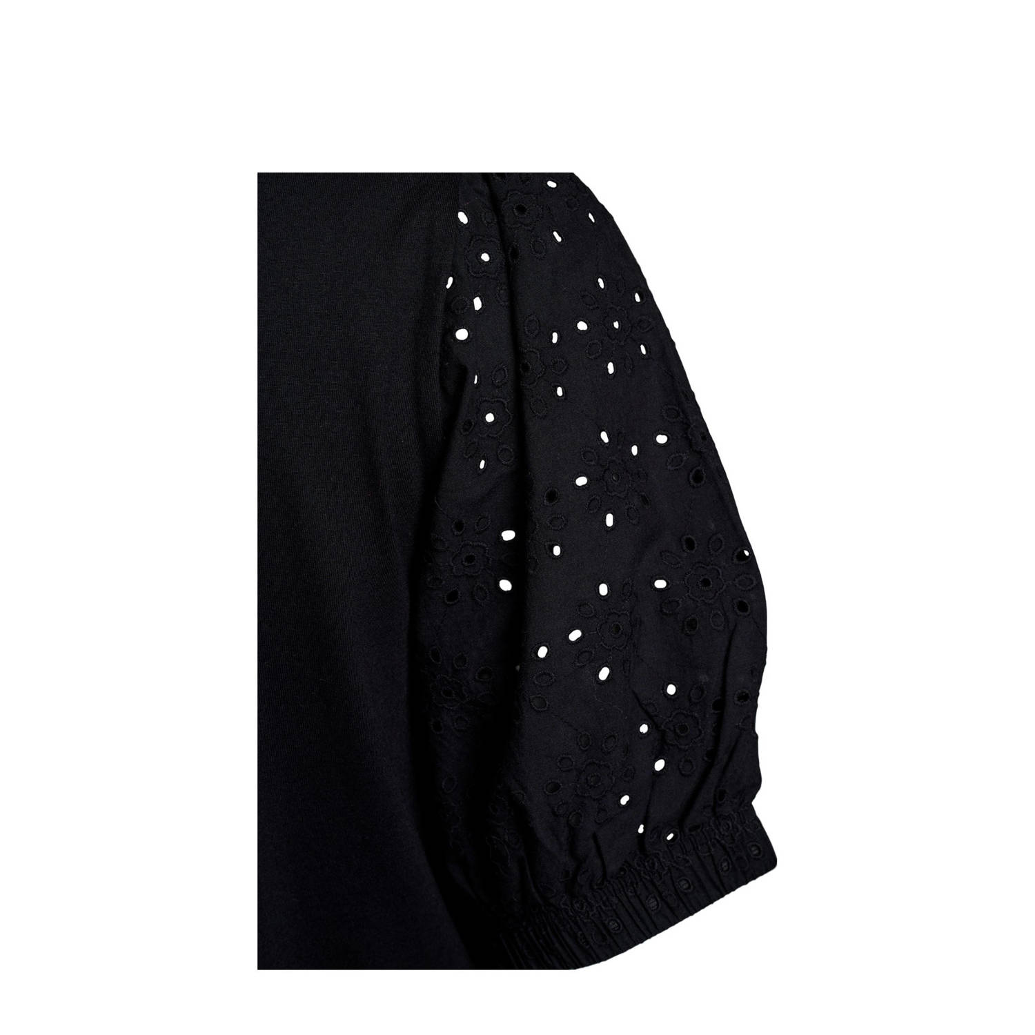 Zizzi T-shirt zwart broderie