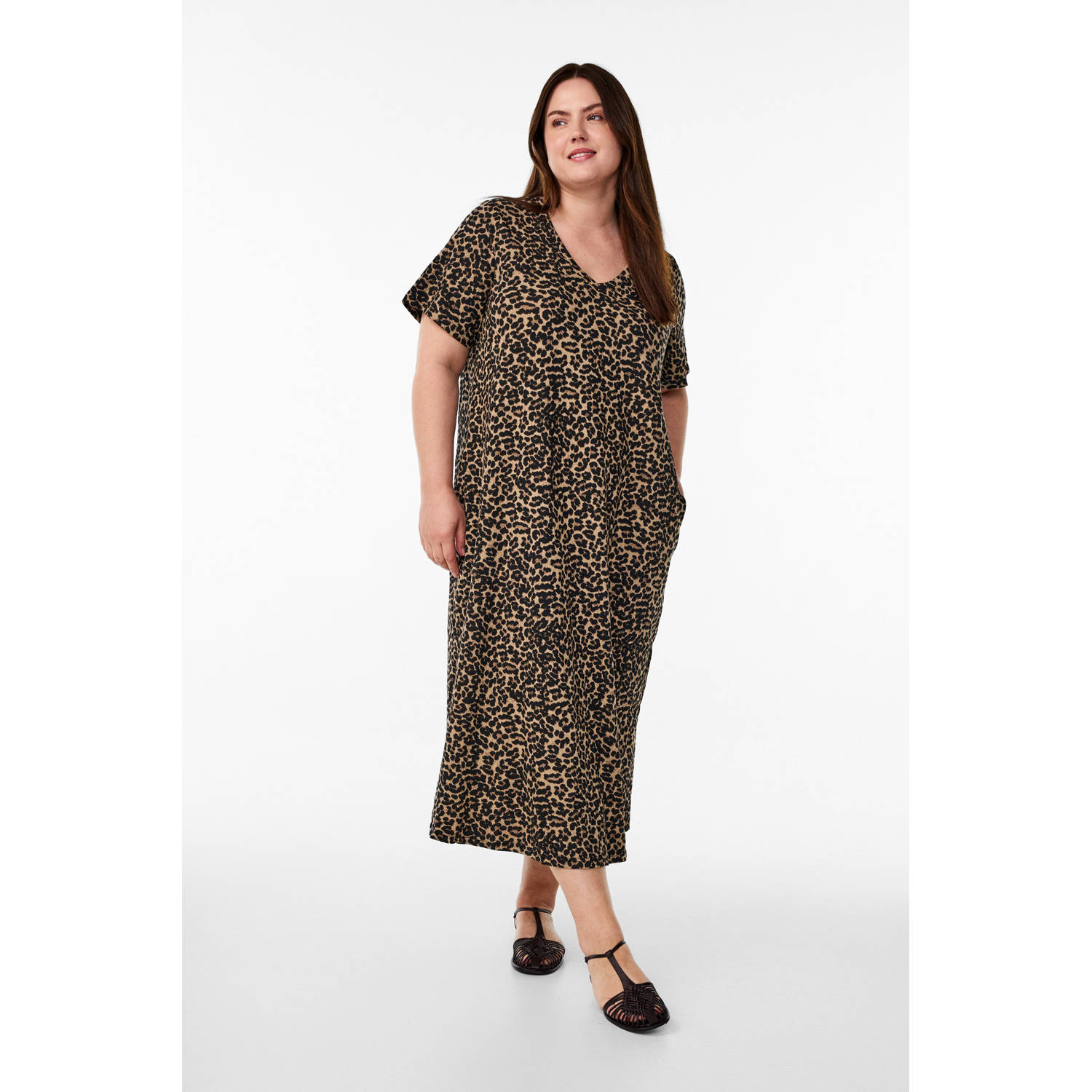 Zizzi maxi jurk bruin